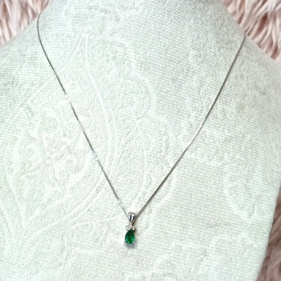 Emerald Diamond Pendant in 14K White Gold - Picture 3 of 3